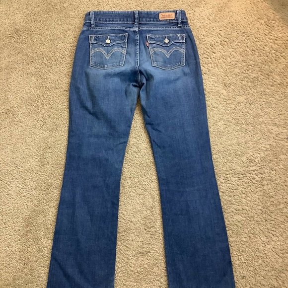 Levis Womens 529 Blue Jeans Size M Curvy Bootcut Mid Rise Stretch Denim 28x32 - Picture 3 of 10